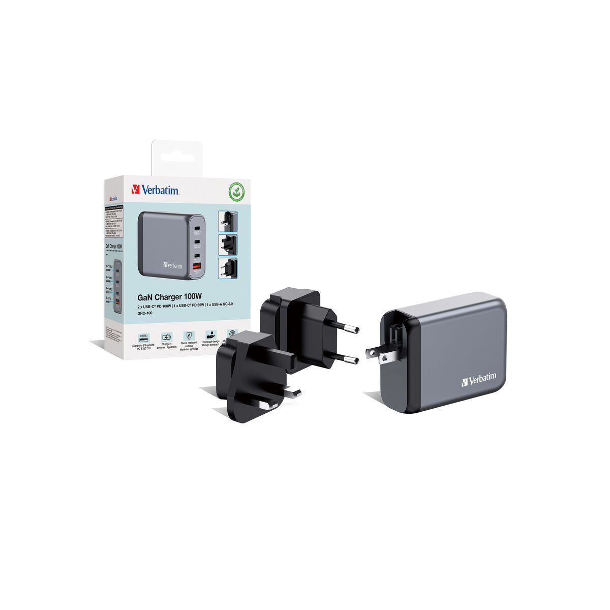 Wall Charger Verbatim GNC-100 100 W Grey