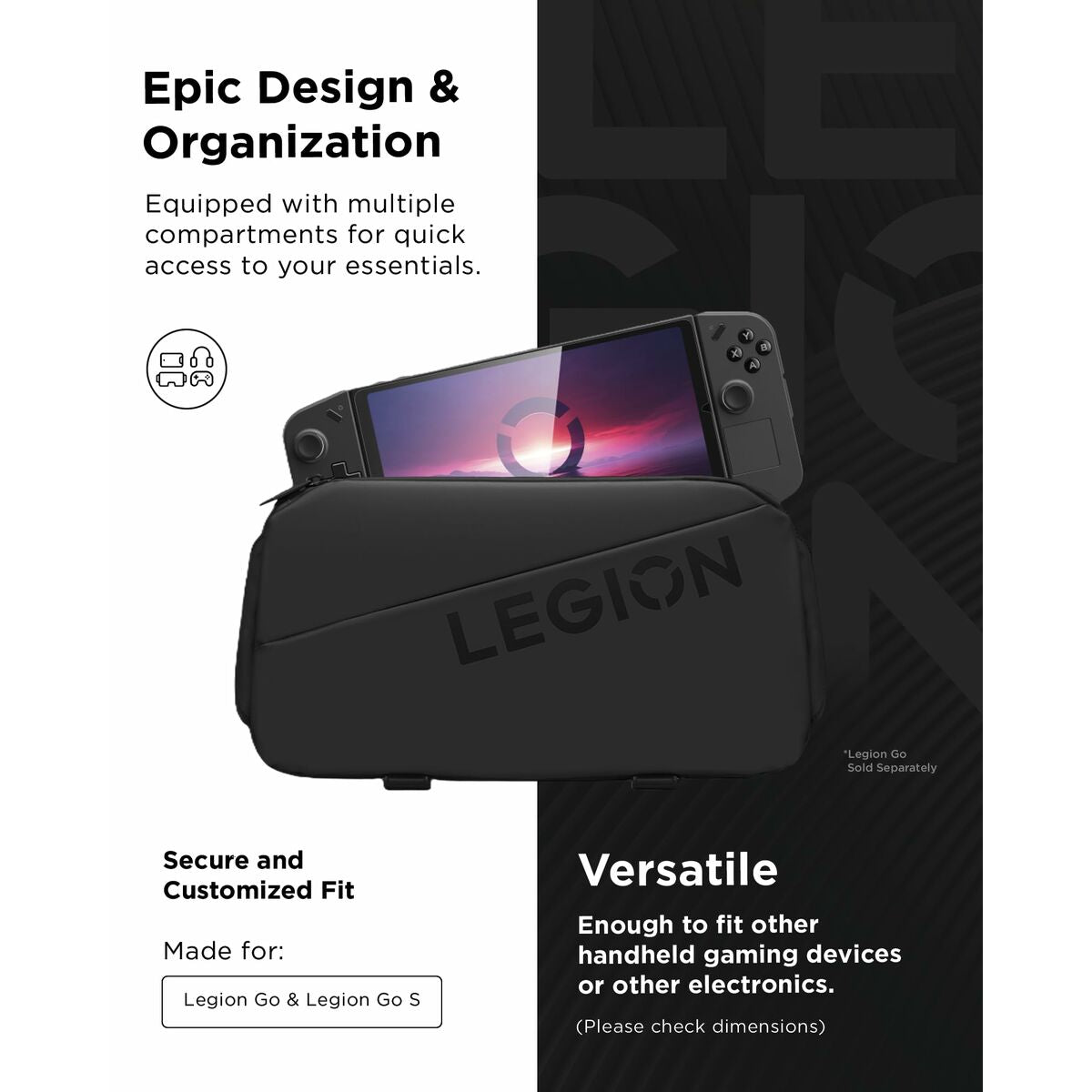 Multi-use Over the Shoulder Backpack Lenovo Legion Go Black