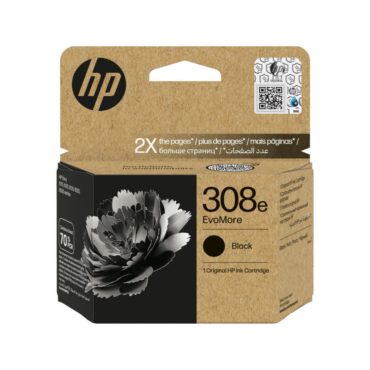 Original Ink Cartridge HP SERIES 6110, 6120, 6130, 6520, 6530 - Nº 308E Black