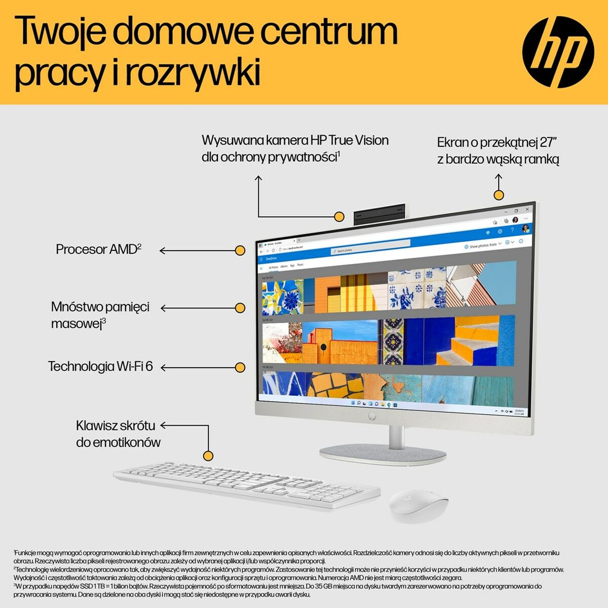 All in One HP 9U2K4EA 27" AMD Ryzen 7 7730U AMD RYZEN™ 7 7730U 16 GB RAM 512 GB SSD