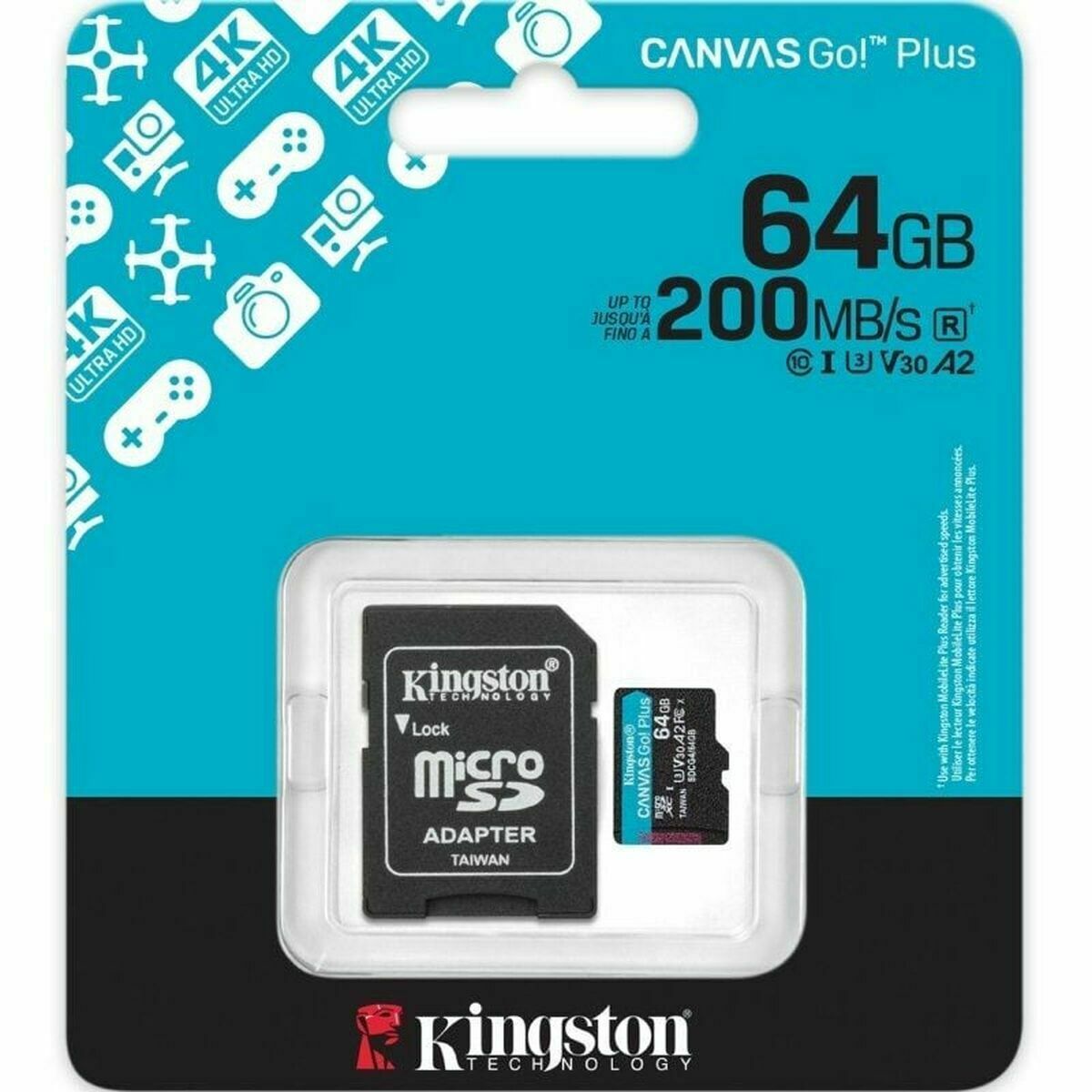 Micro SD Memory Card with Adaptor Kingston CANVAS Go! Plus 64 GB