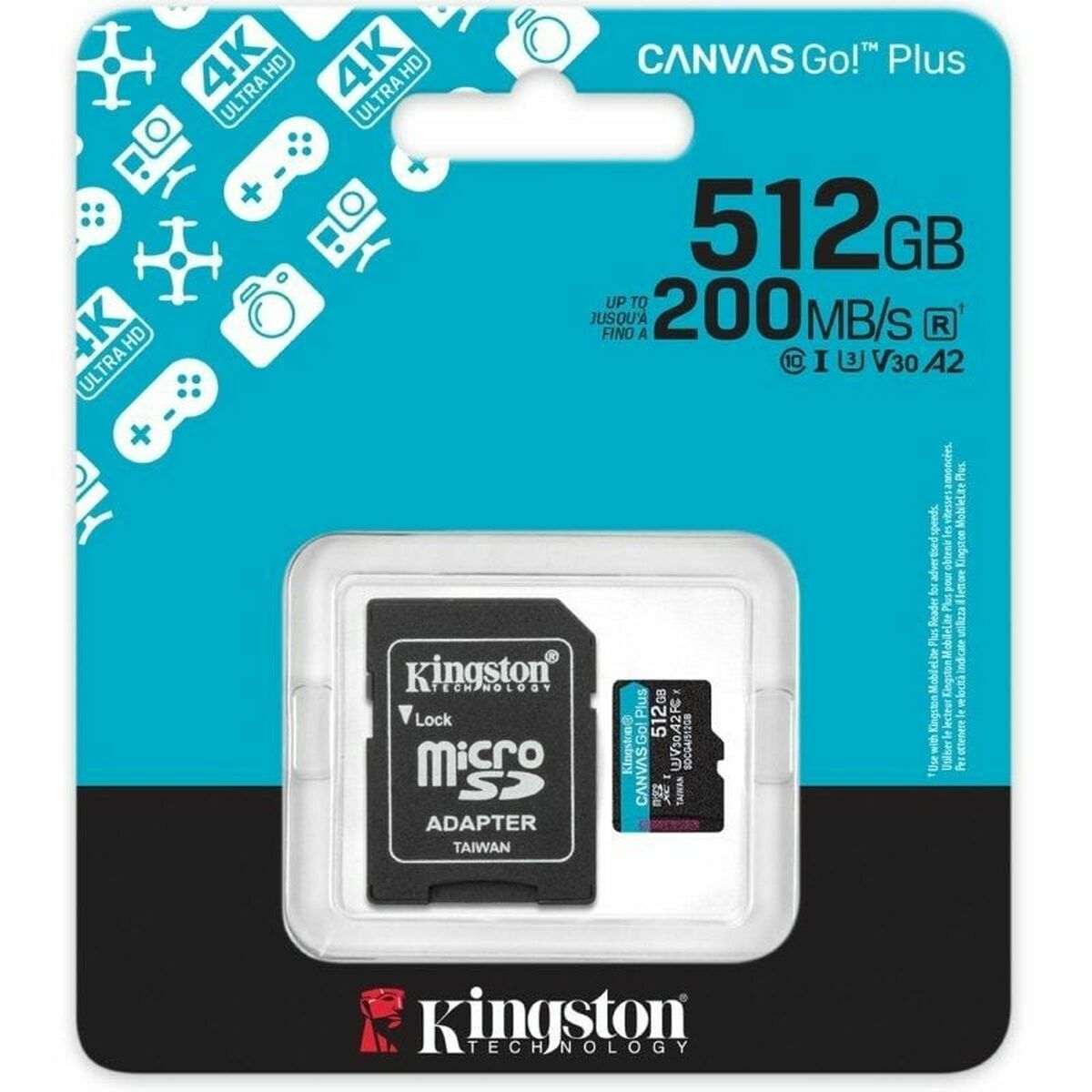 Micro SD Memory Card with Adaptor Kingston CANVAS Go! Plus 512GB microSD XC 512 GB