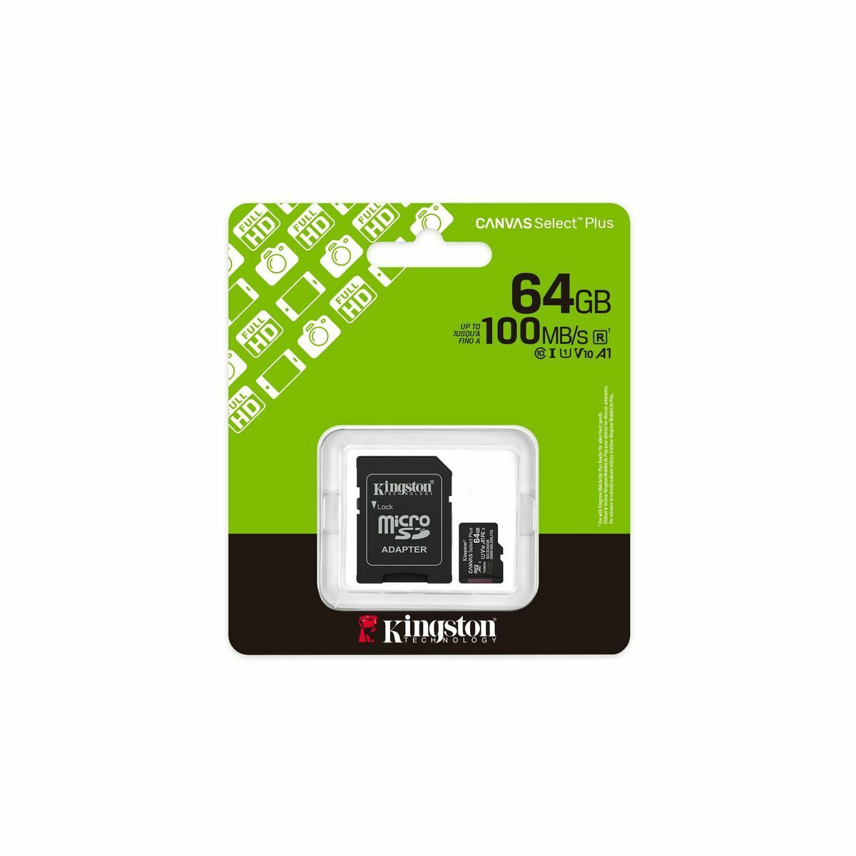 Micro SD Memory Card with Adaptor Kingston SDCS3/64GB 64 GB
