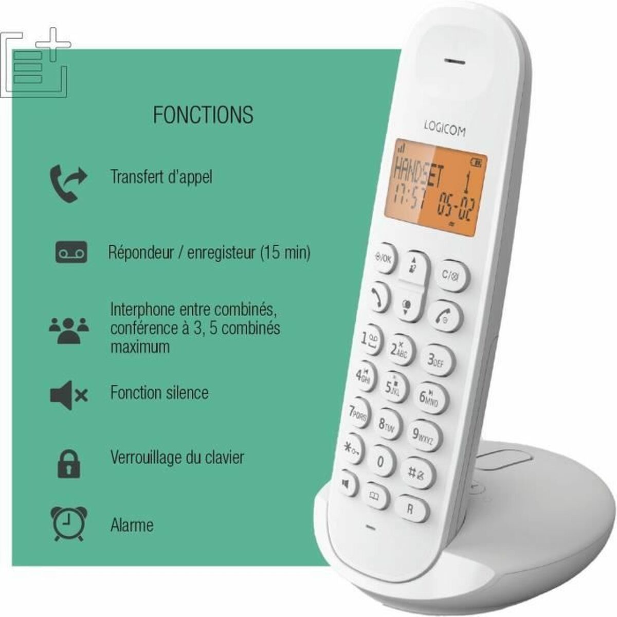 Wireless Phone Logicom DECT ILOA 155T SOLO White
