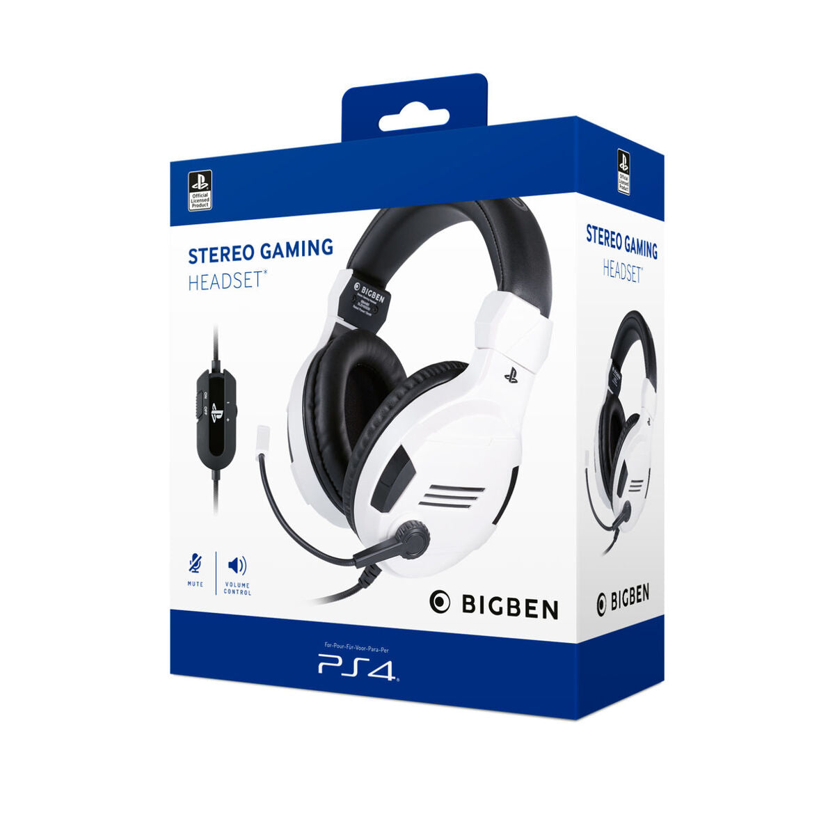 Gaming Headset with Microphone Big Ben Interactive PS4OFHEADSETV3WHITE White Black/White