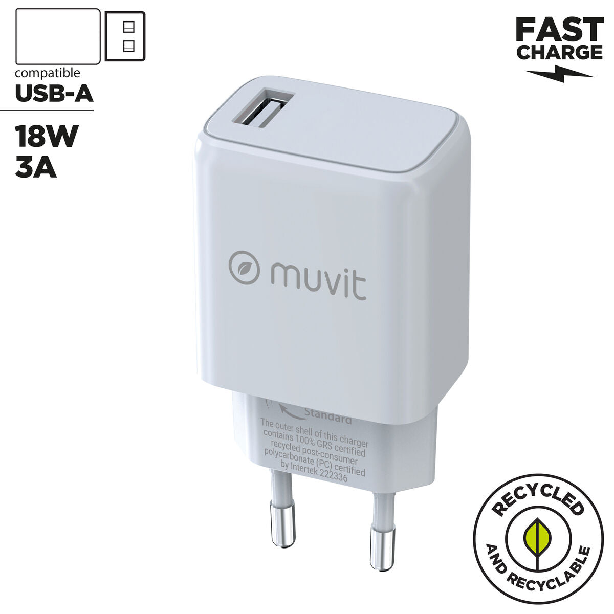Wall Charger Muvit MCACC0002 White 12 W