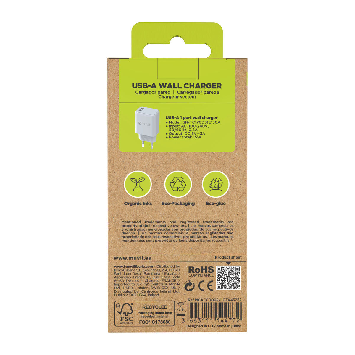 Wall Charger Muvit MCACC0002 White 12 W