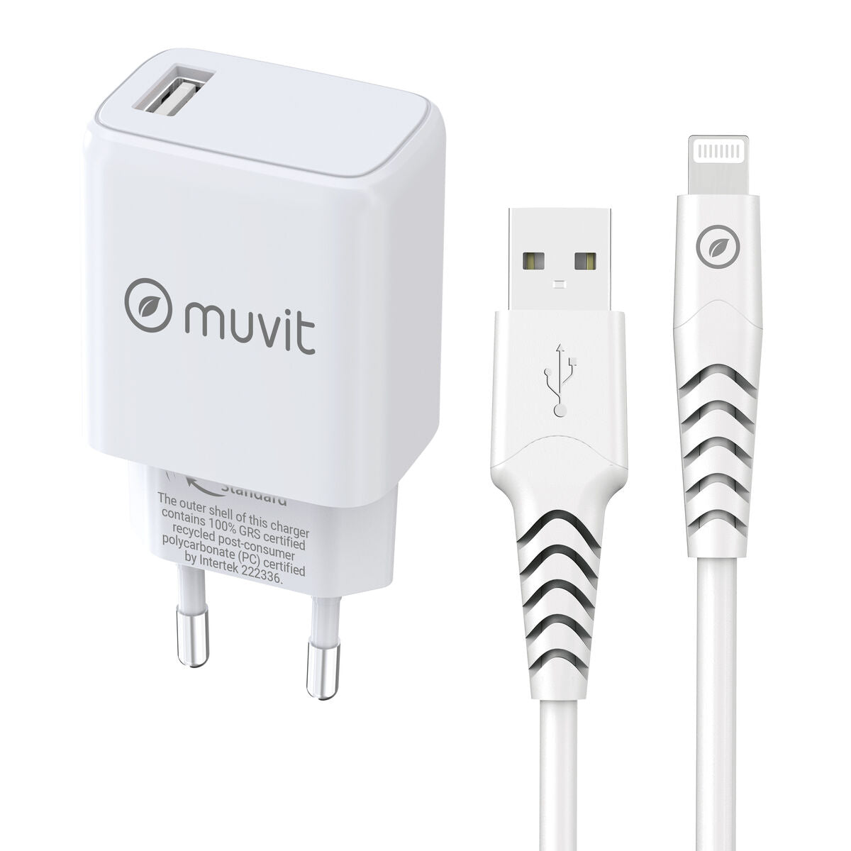Wall Charger + USB A to USB-C Cable Muvit for Change SN-TC170DS1E150A + DC-006 White 12 W