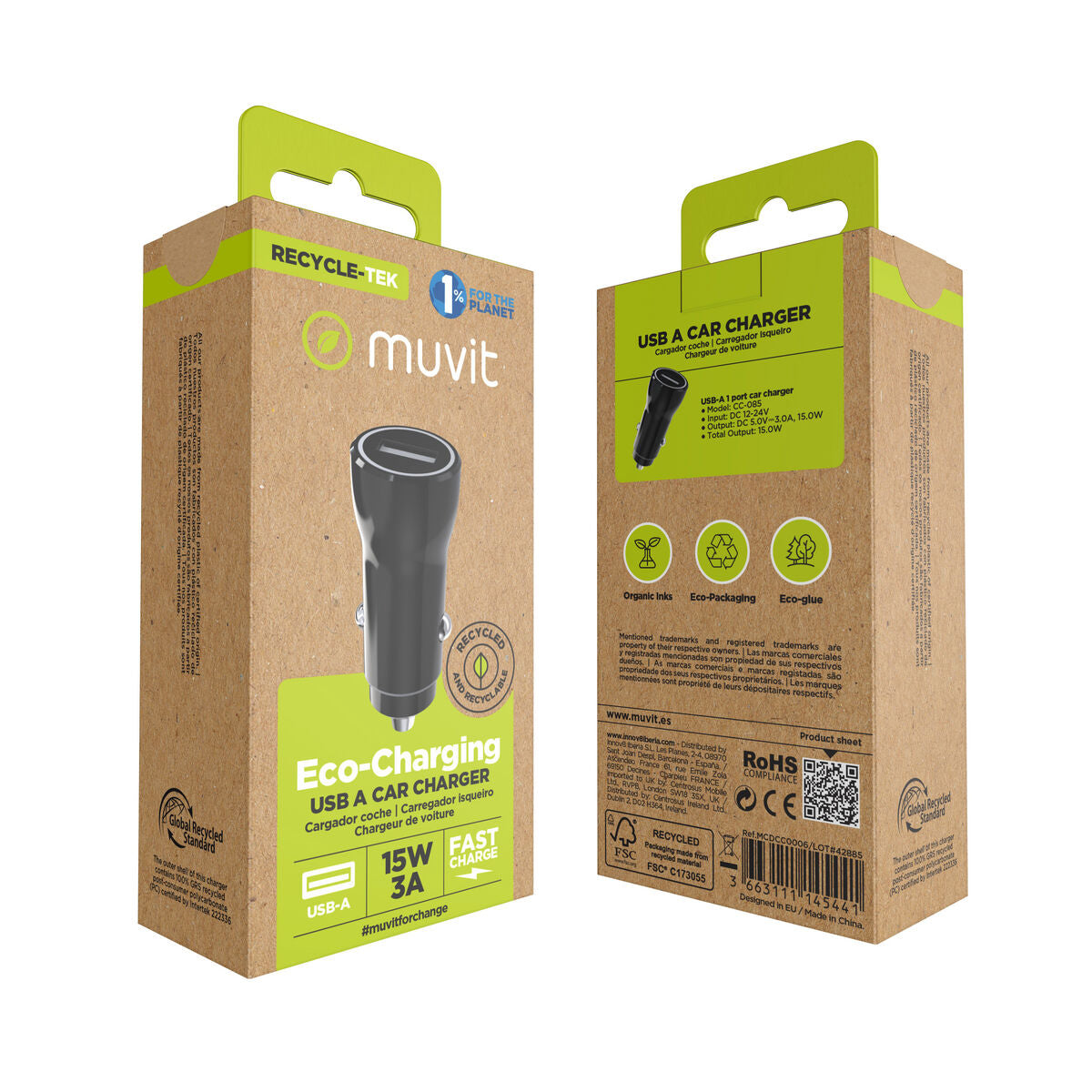 Car Charger Muvit Black 12 W