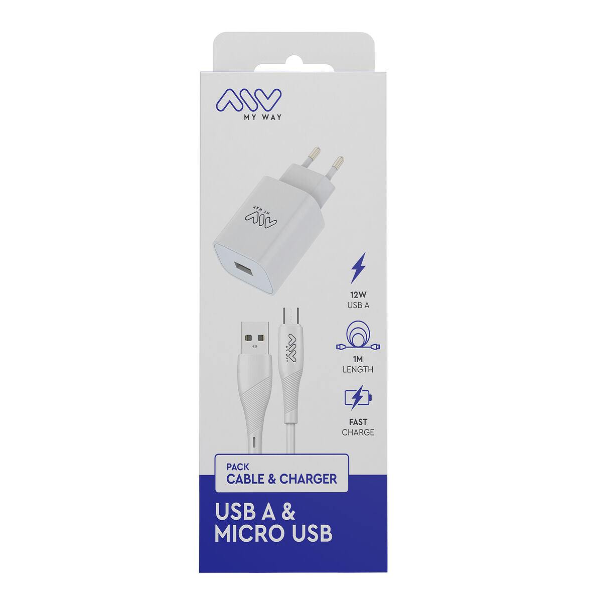 Wall Charger + USB A to USB-C Cable Myway White 12 W