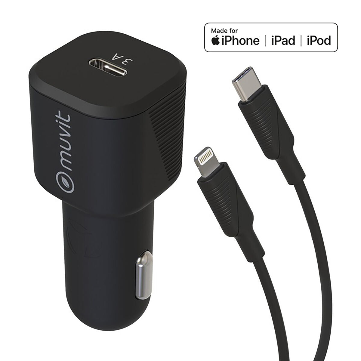 Car Charger Muvit for Change 1 m Black