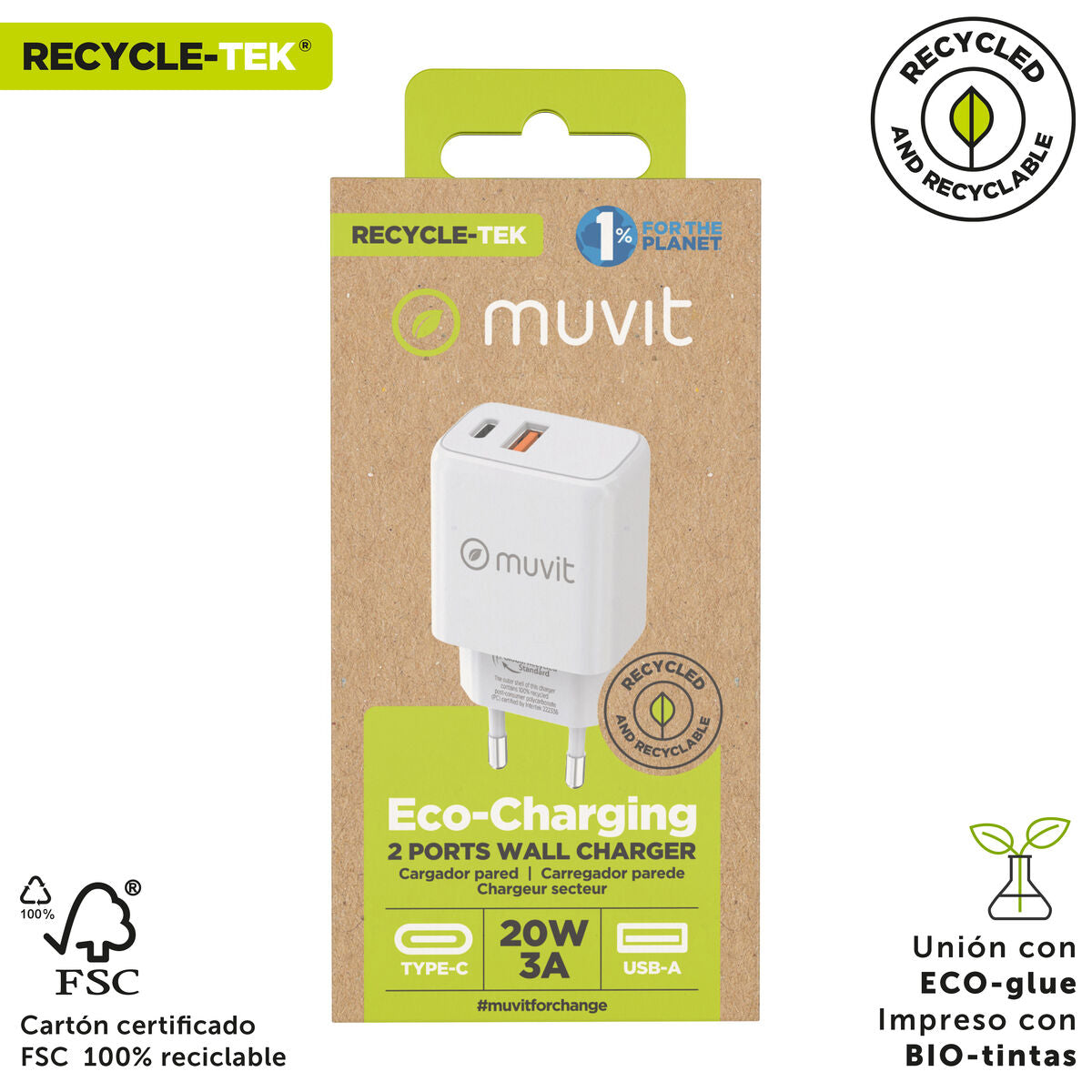 Wall Charger Muvit for Change White 18 W 20 W