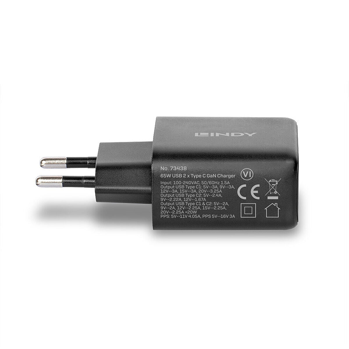 Wall Charger LINDY 73438 Black 65 W