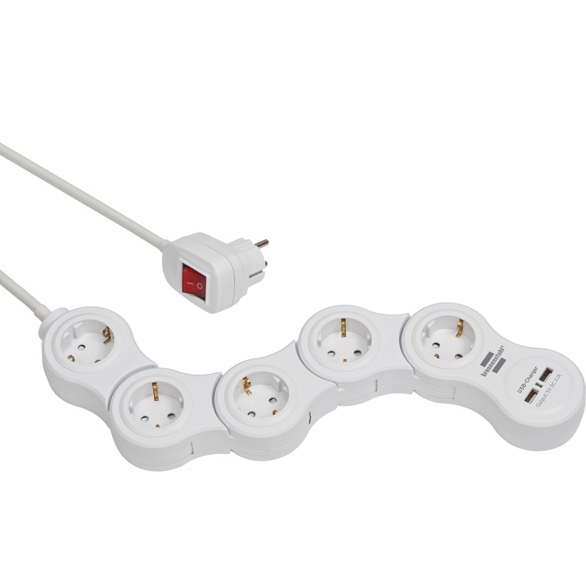 Power Socket - 5 sockets with Switch Brennenstuhl Vario-Power White 3600 W USB x 2 (1,4 m)