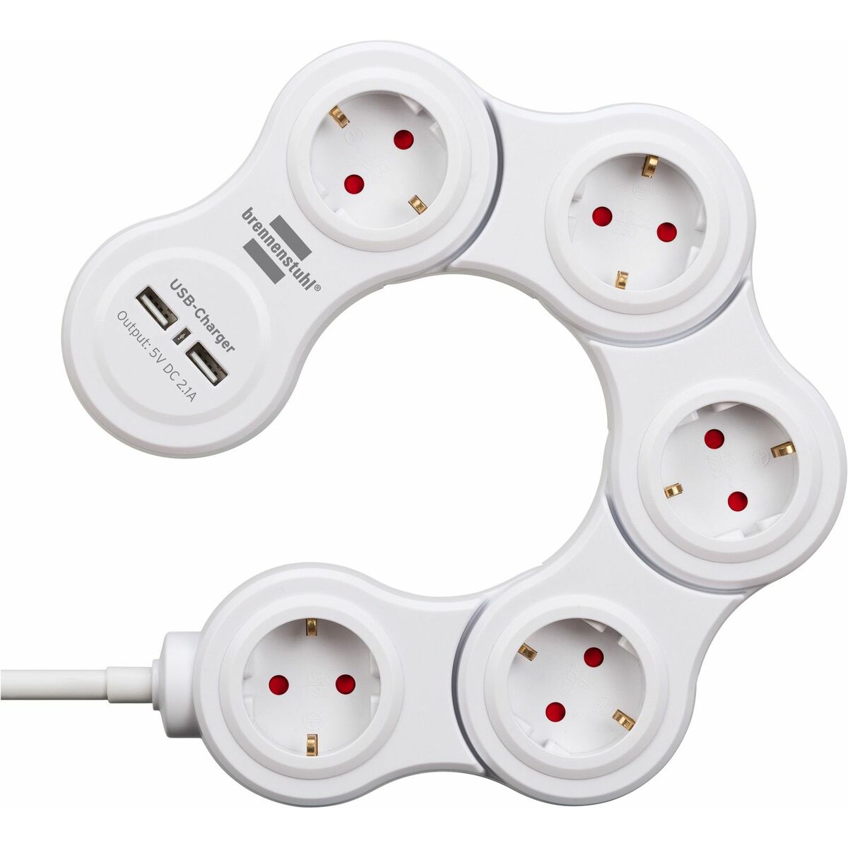 Power Socket - 5 sockets with Switch Brennenstuhl Vario-Power White 3600 W USB x 2 (1,4 m)