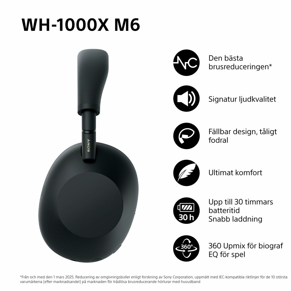 Headphones Sony WH1000XM6B.CE7 Black
