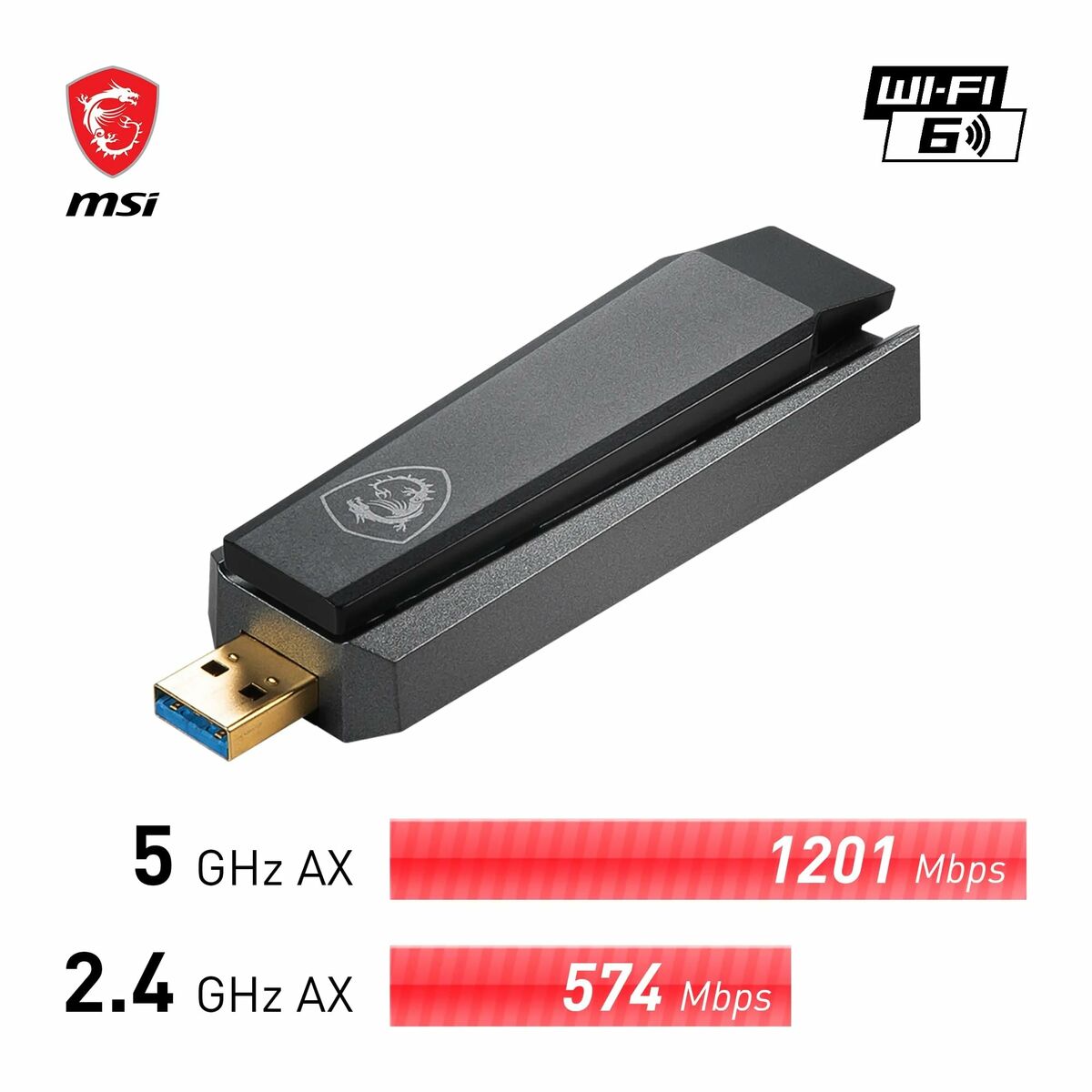 USB Adaptor MSI AX1800 Black