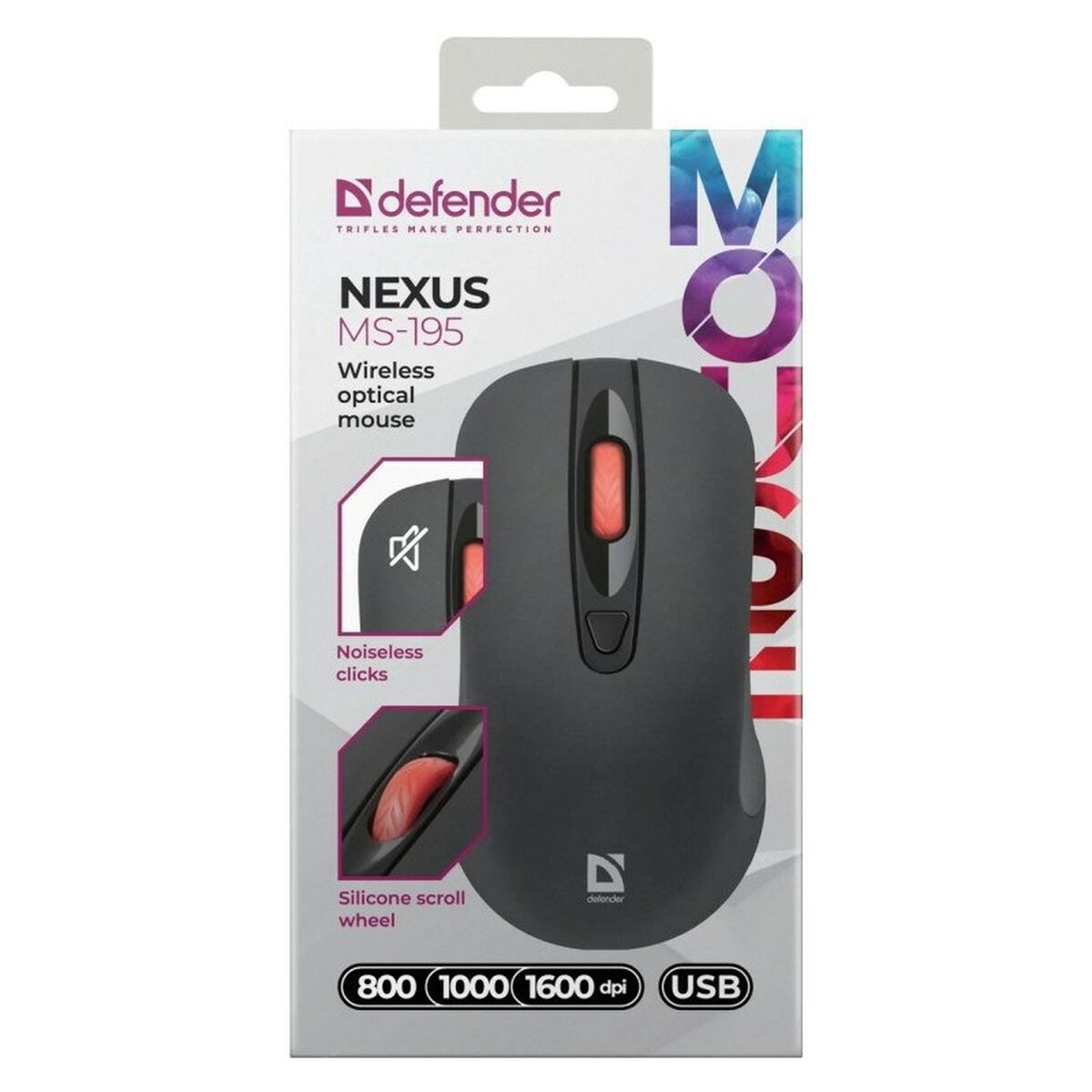 Optical Wireless Mouse Defender NEXUS MS-195 RF Black 1600 dpi
