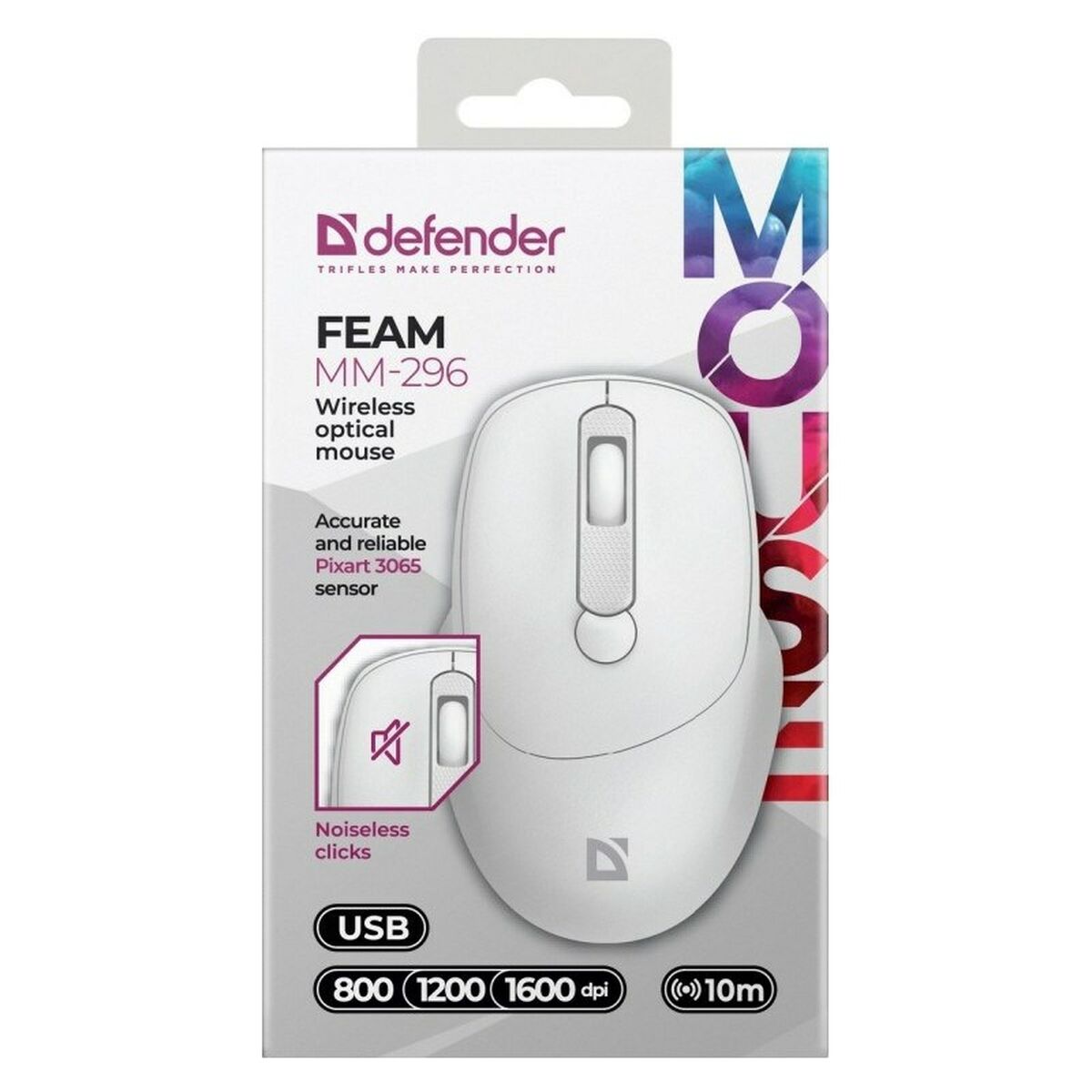 Wireless Mouse Defender MM-296 RF White