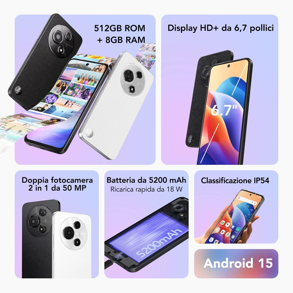 Smartphone TCL 60 SE Octa Core 8 GB RAM 512 GB White 6,7" 6,67"