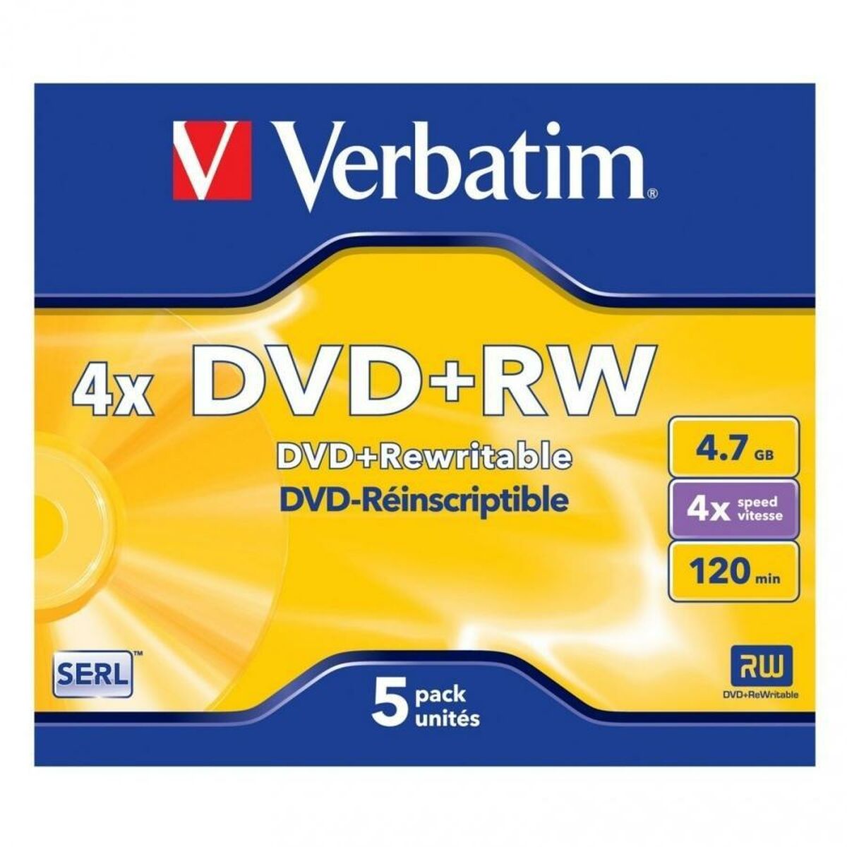 DVD+RW Verbatim 4,7 GB 4x 5 Pieces (20 Units)