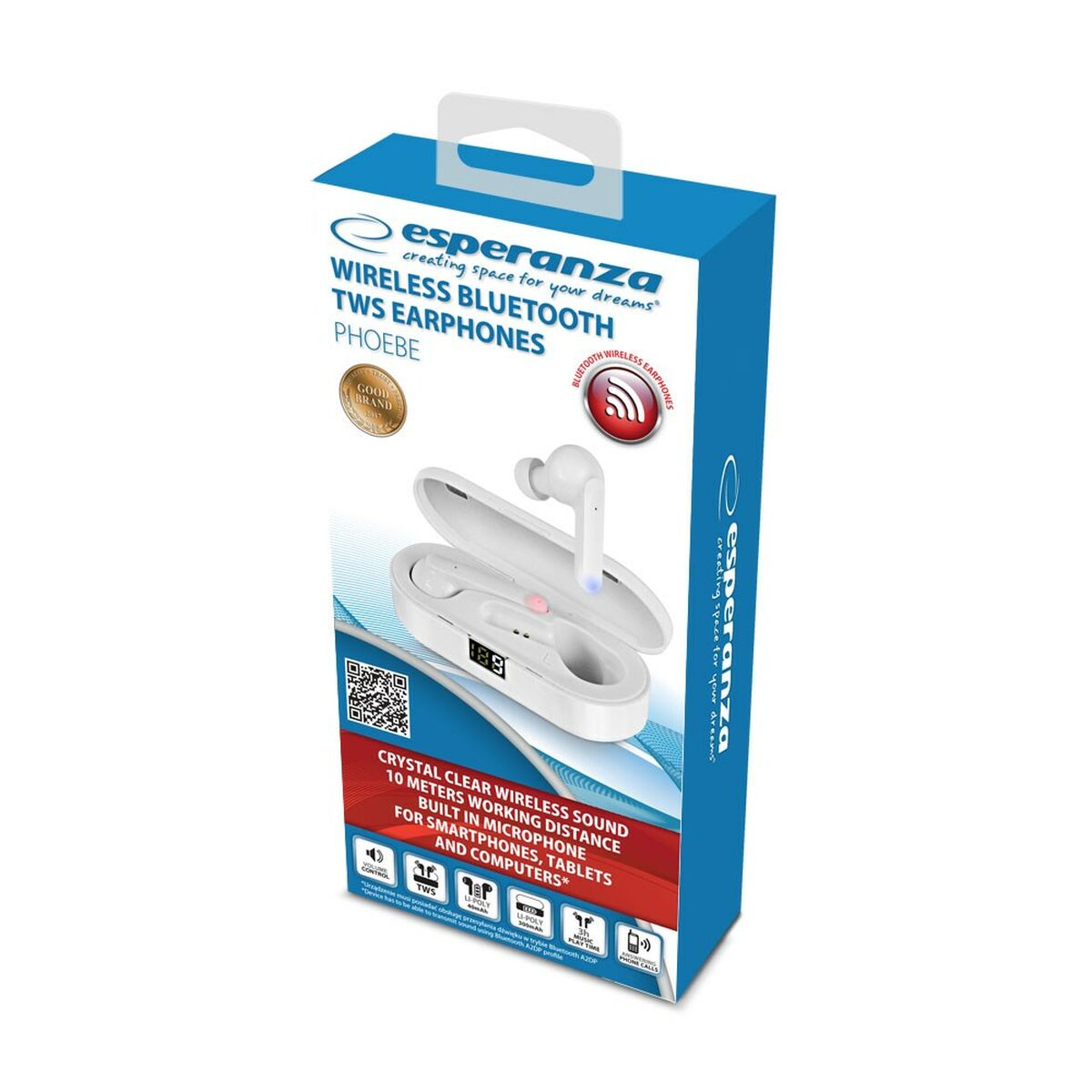 Wireless Earphones with Charging Case Esperanza EH230W White