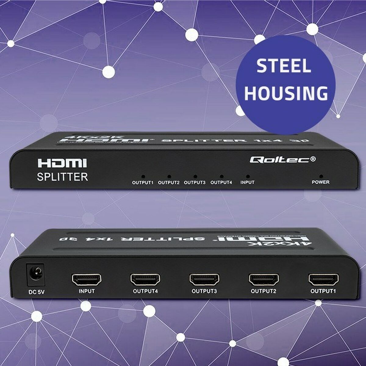 HDMI switch Qoltec 51798 Black