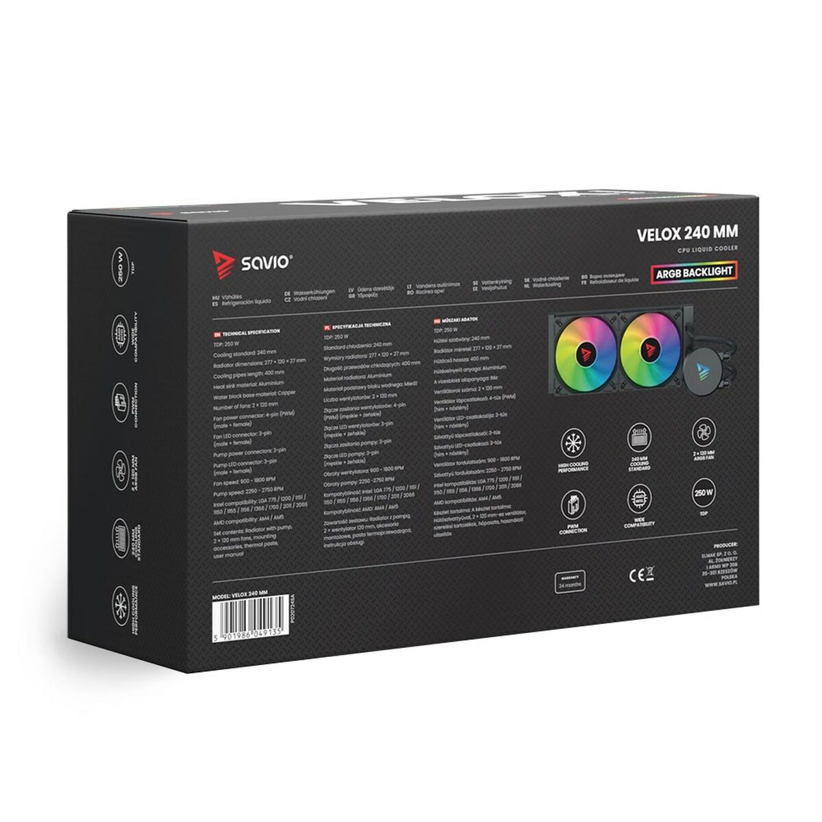 Liquid Refrigeration Kit Savio VELOX 240MM