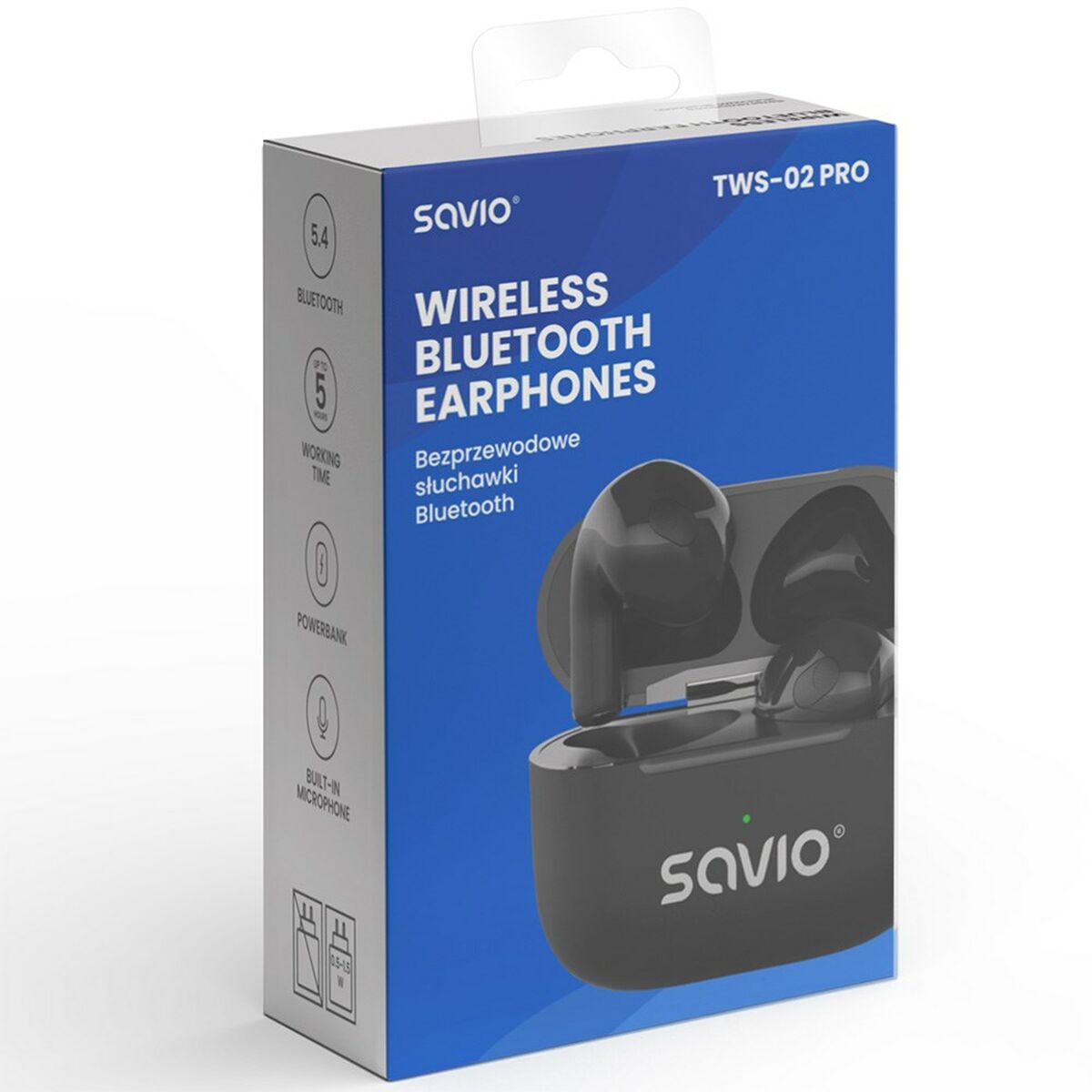 Wireless Headphones Savio TWS-02 PRO Black black