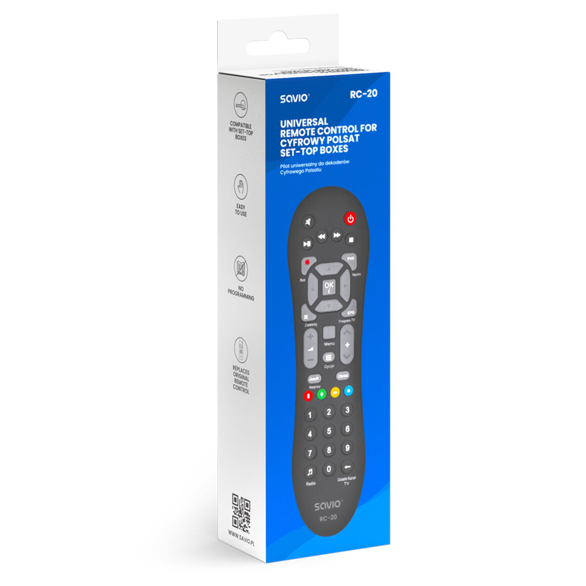 Universal Remote Control Savio RC-20 Black
