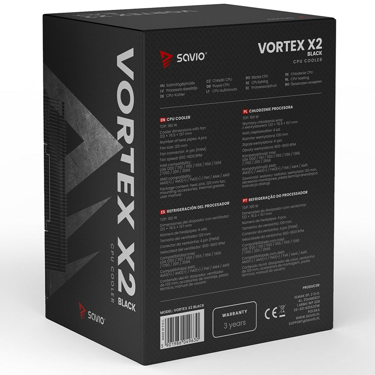 CPU Fan Savio VORTEX X2 BLACK