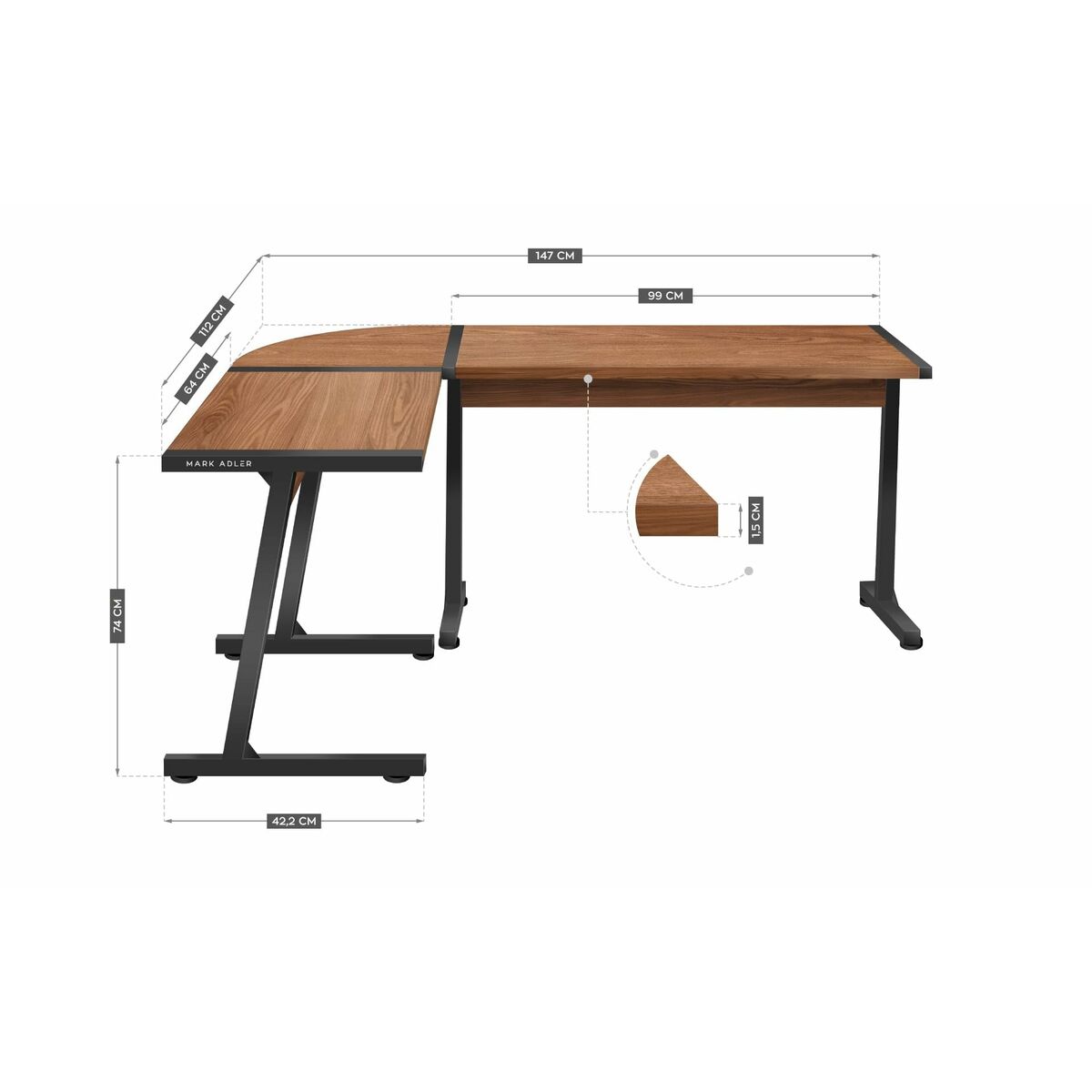 Desk Mark Adler MA-LEADER 5.5 WN Black Bronze 147 x 74 x 112 cm