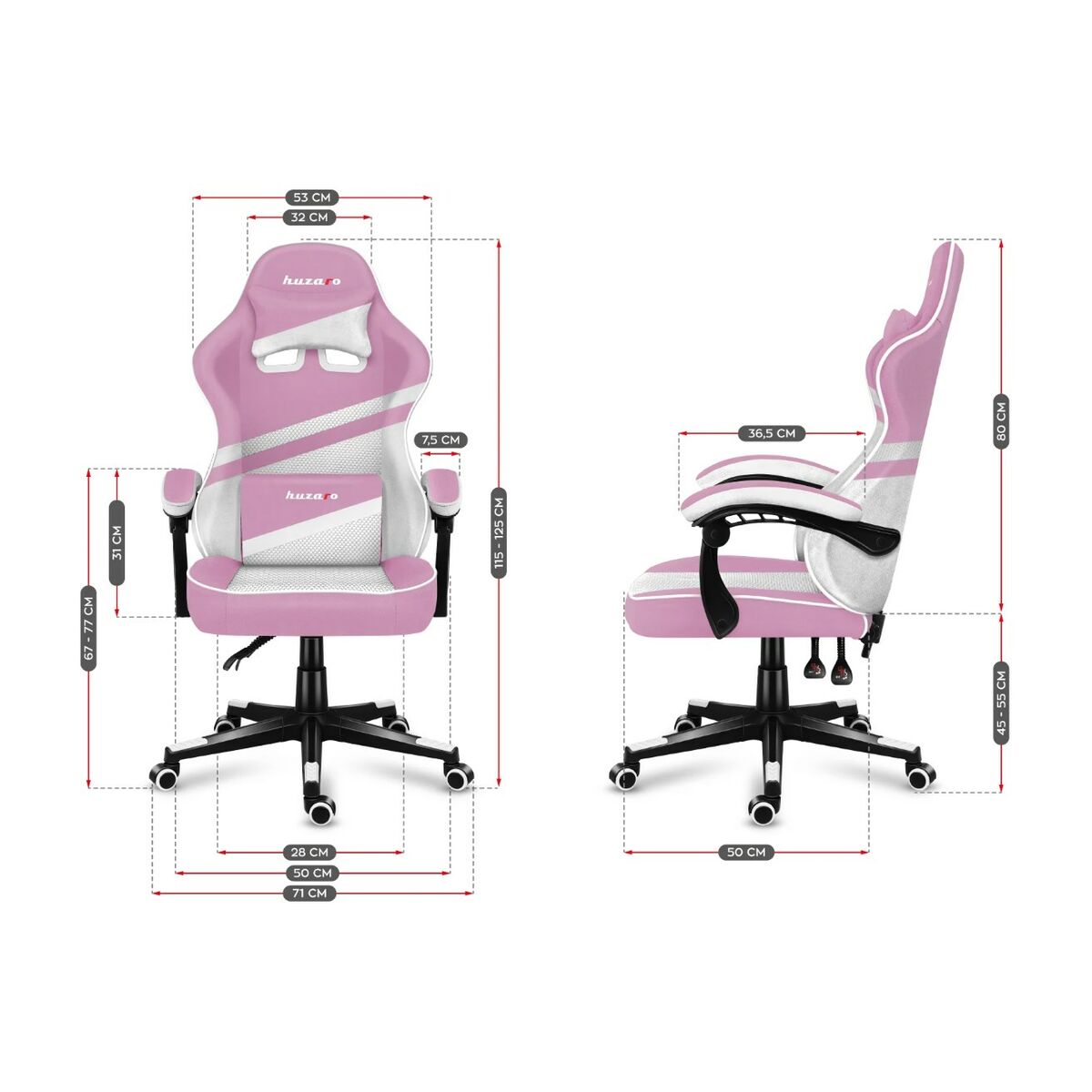 Gaming Chair Huzaro HZ-Force 4.4 Pink Mesh