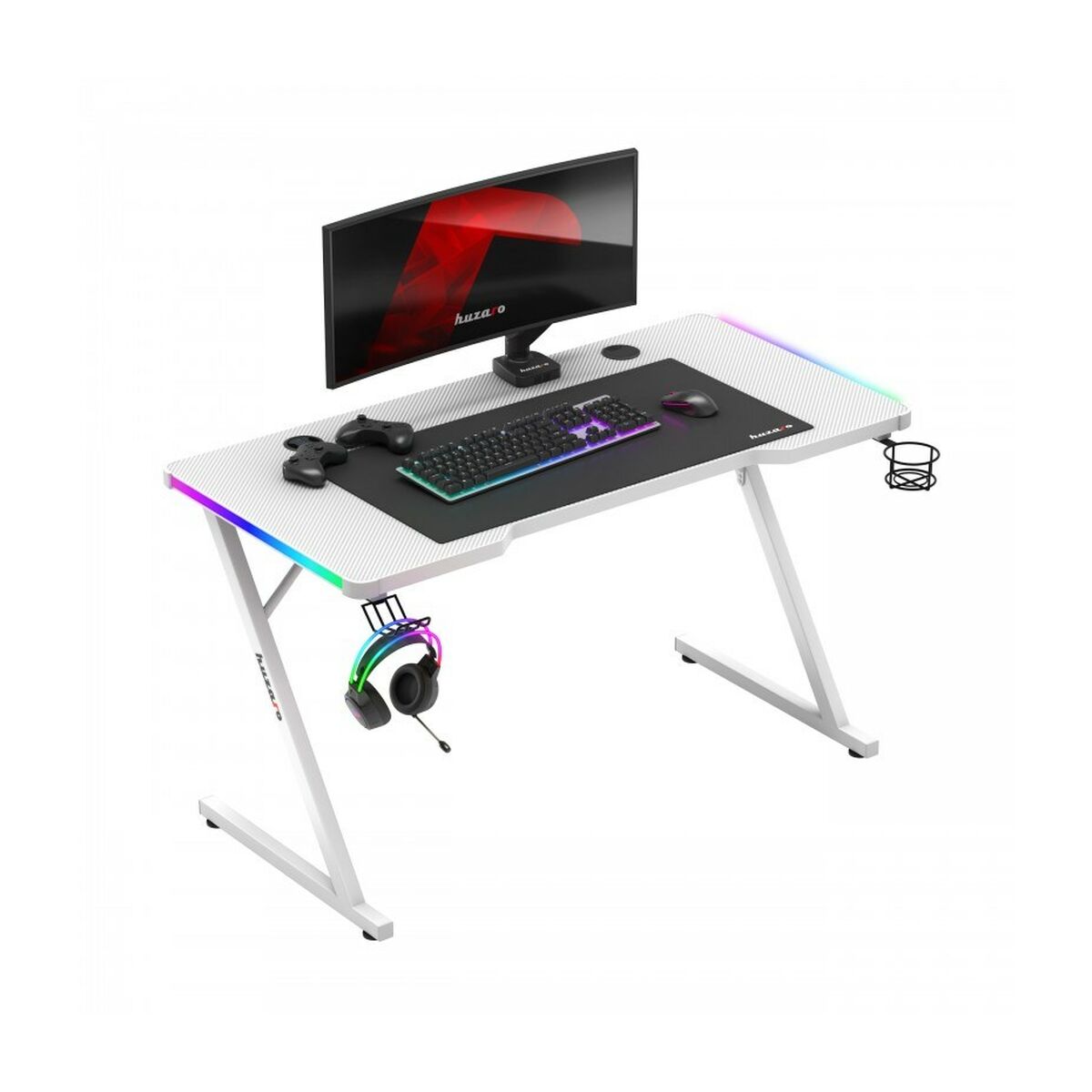 Desk Gaming Huzaro HZ-Hero 2.5 White RGB White 120 x 75 x 60 cm