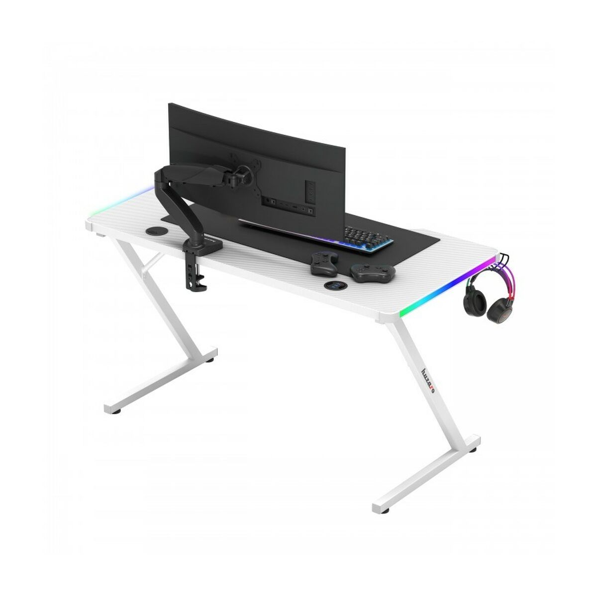 Desk Gaming Huzaro HZ-Hero 2.5 White RGB White 120 x 75 x 60 cm