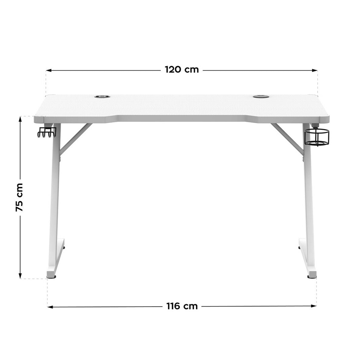 Desk Gaming Huzaro HZ-Hero 2.5 White RGB White 120 x 75 x 60 cm