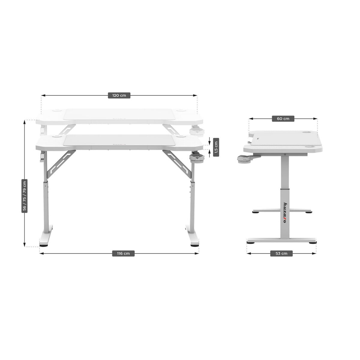 Desk Gaming Huzaro HZ-Hero 2.6 White White