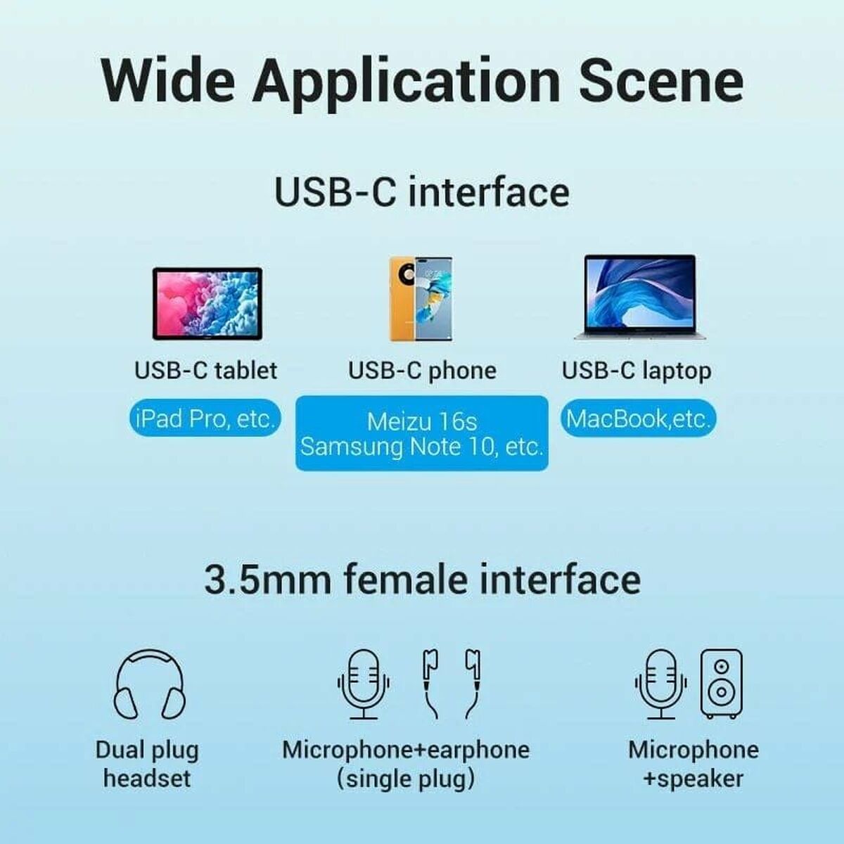 USB-C to Jack 3.5 mm Adapter Vention BGPHY