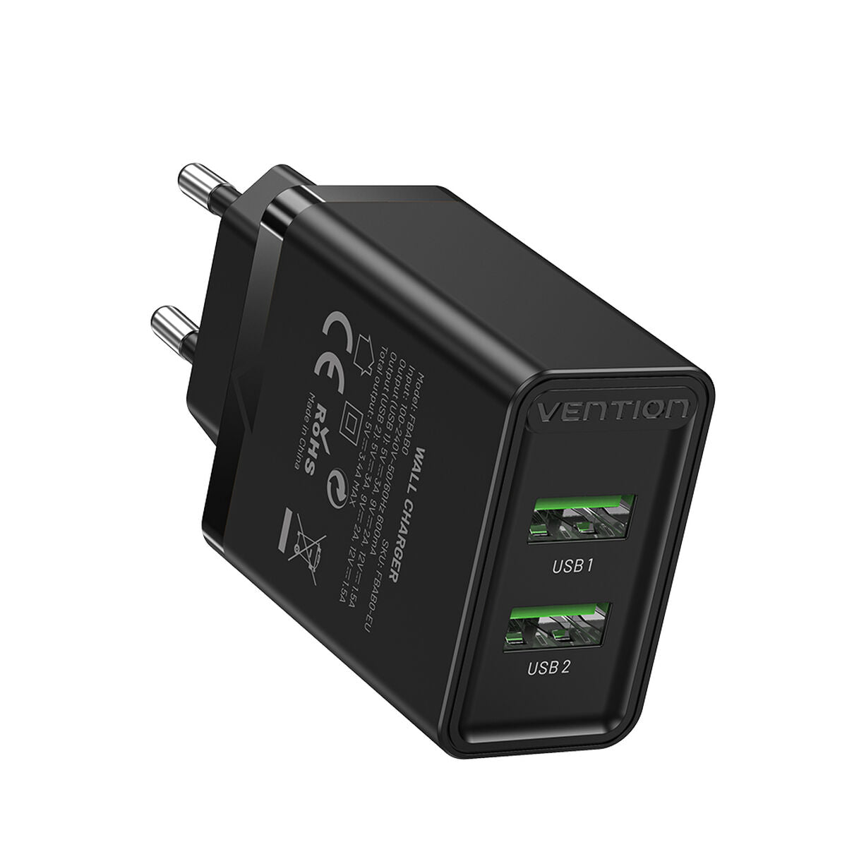 Wall Charger Vention FBAB0-EU Black 18 W