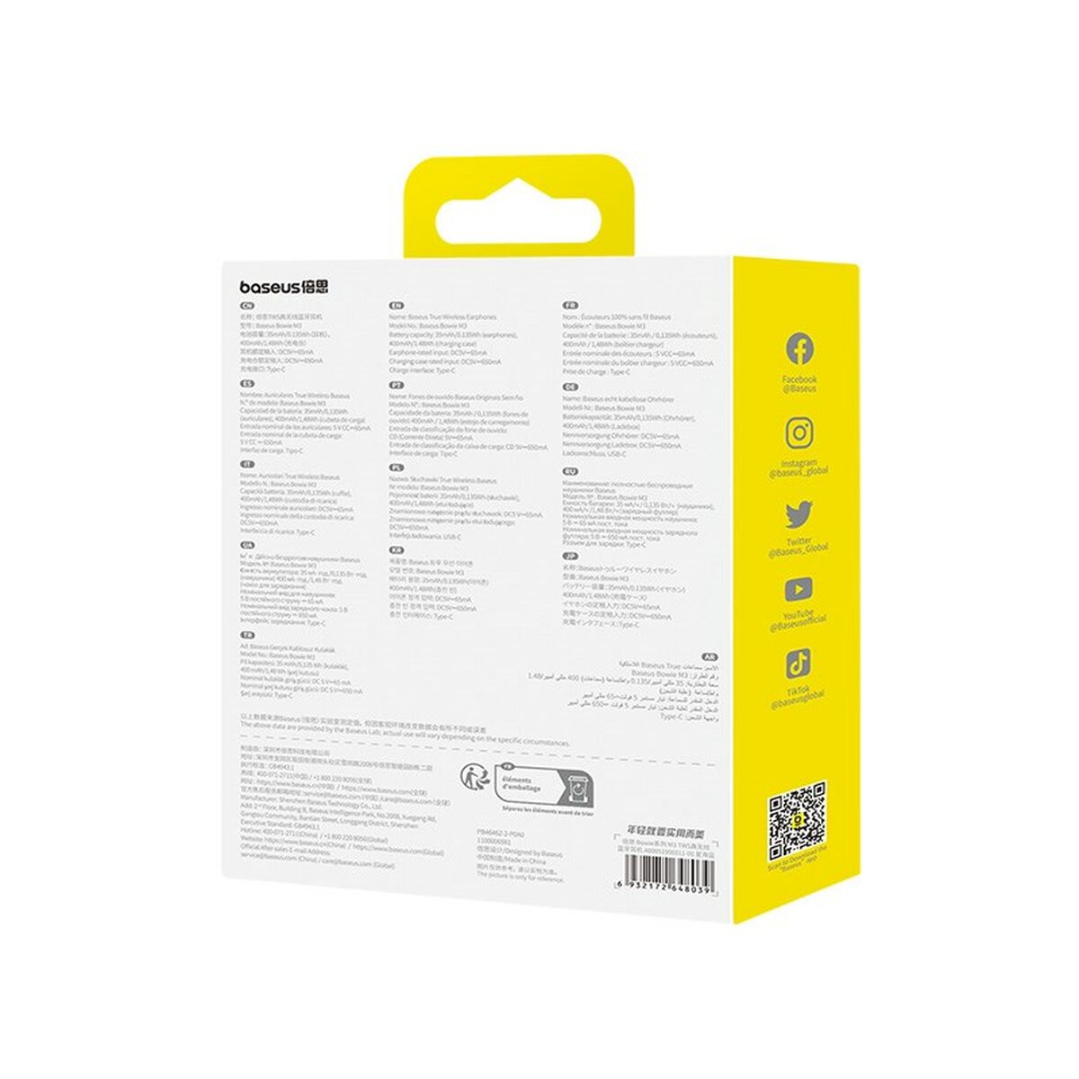 Wireless Earphones with Charging Case Baseus Bowie M3 Blue