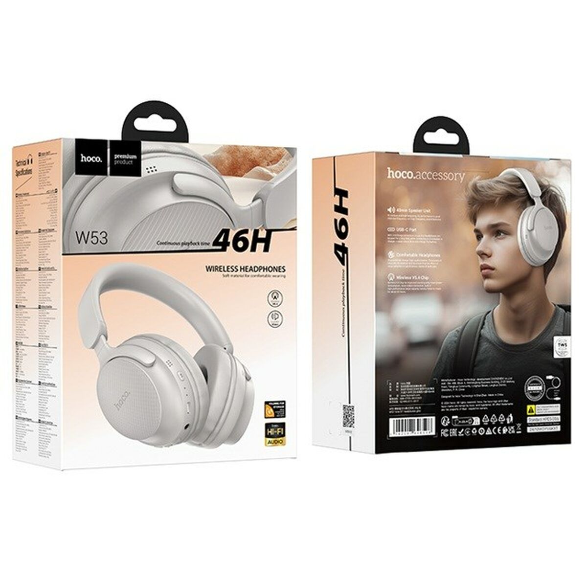 Wireless Headphones Hoco W53 Tone Grey