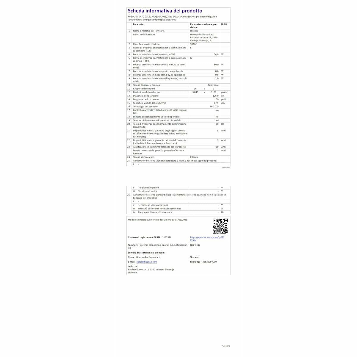 Smart TV Hisense 50A6Q 50 50" 4K Ultra HD LED HDR D-LED