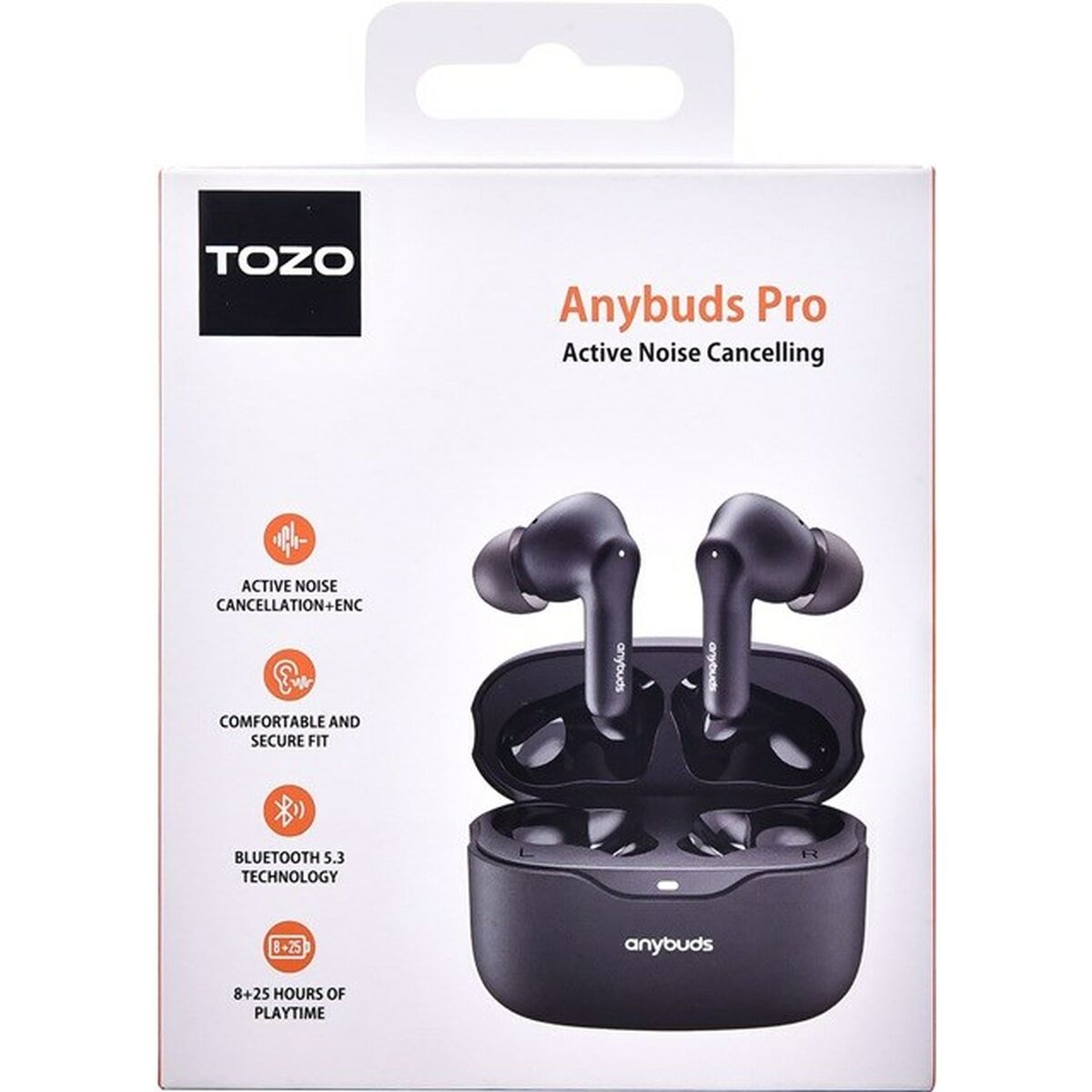 Wireless Earphones with Charging Case TOZO Anybuds Pro Black