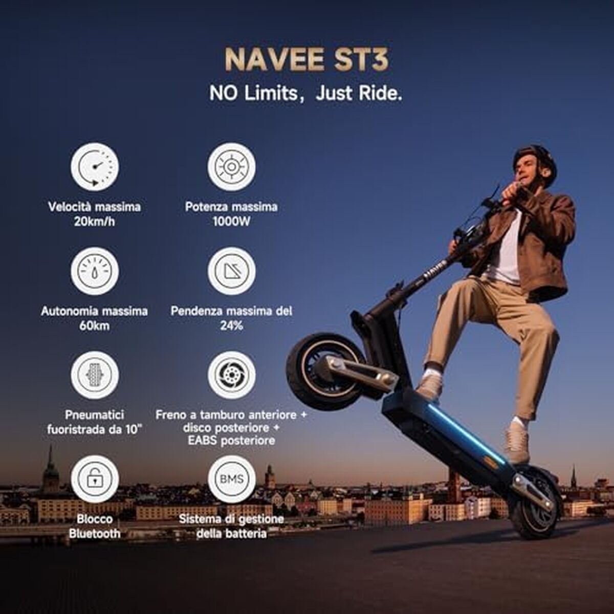Electric Scooter Navee SNAVST3 Black 25 km/h