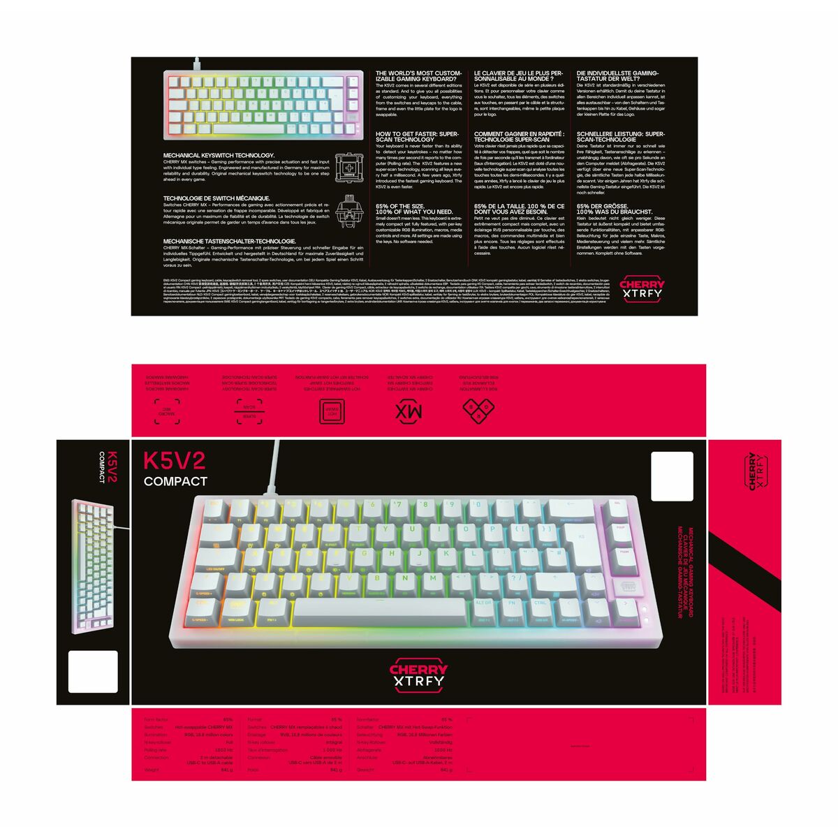 Keyboard and Mouse Cherry CXK5V2RGBCPTTPWHTRFR
