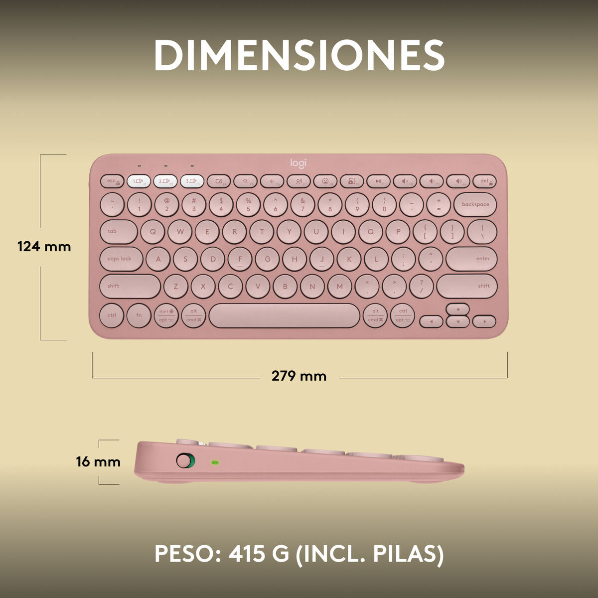 Wireless Keyboard Logitech K380s Pink Spanish Qwerty