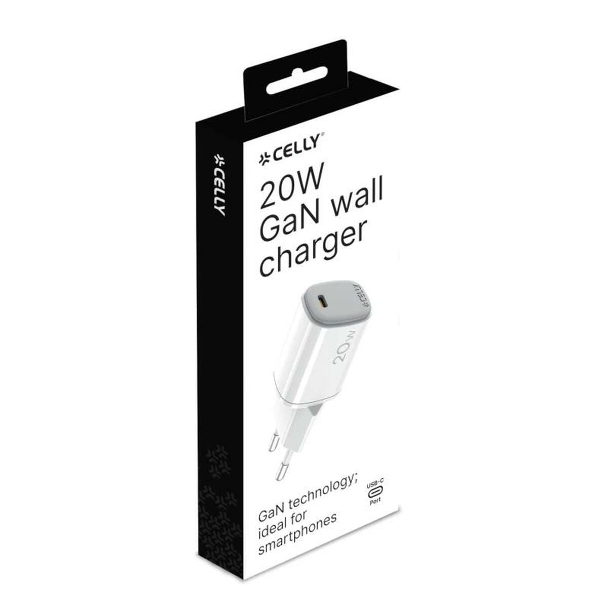 Wall Charger Celly UPTC1USBC20WWH White