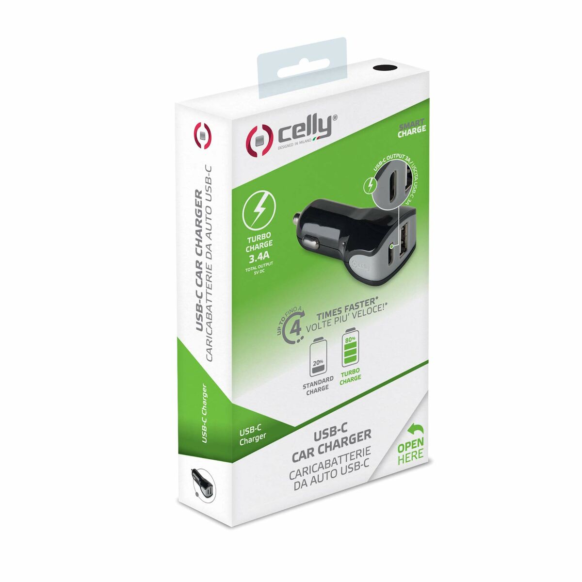 Car Charger Celly Black 17 W