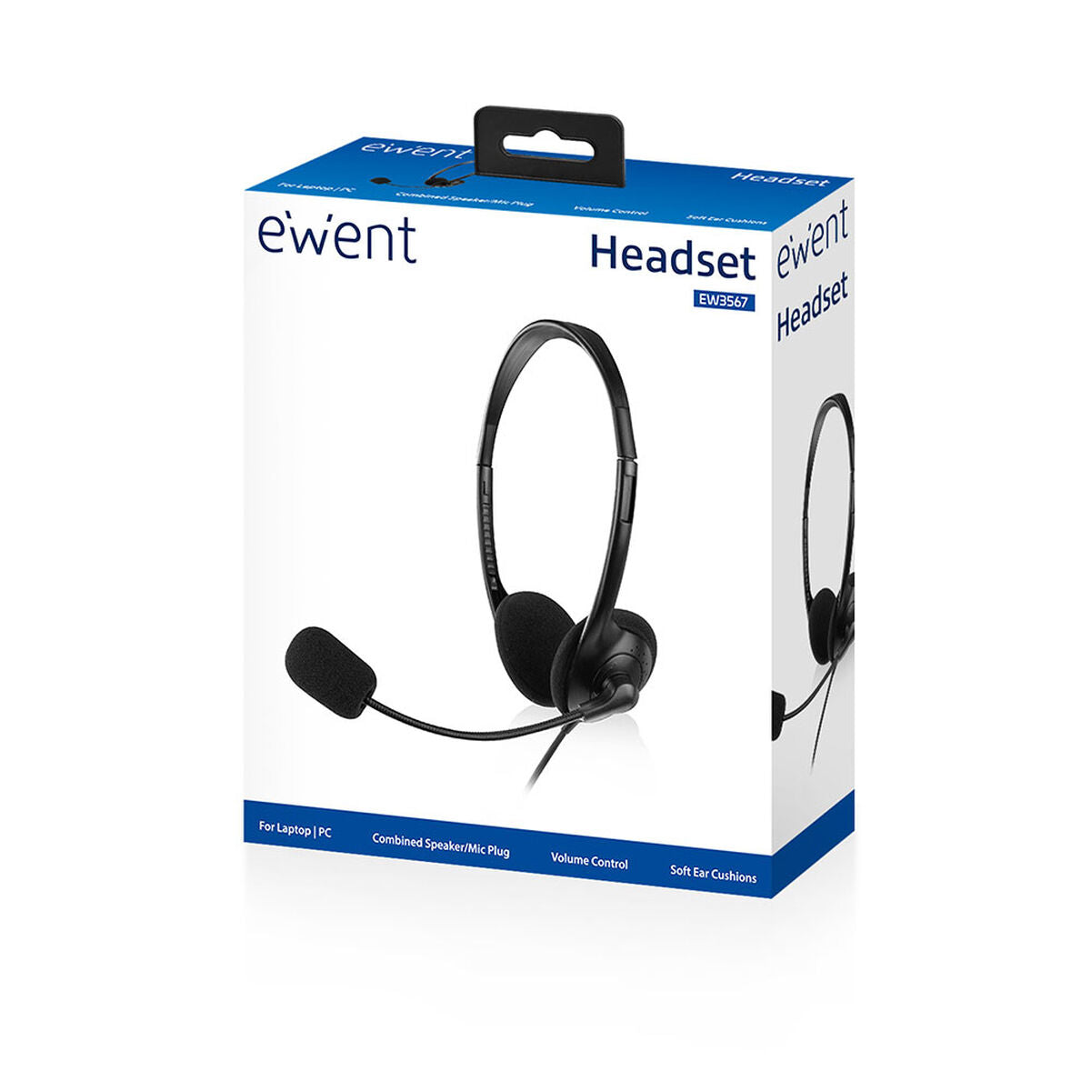 Headphones with Microphone Ewent EW3567 Black (1 Unit)