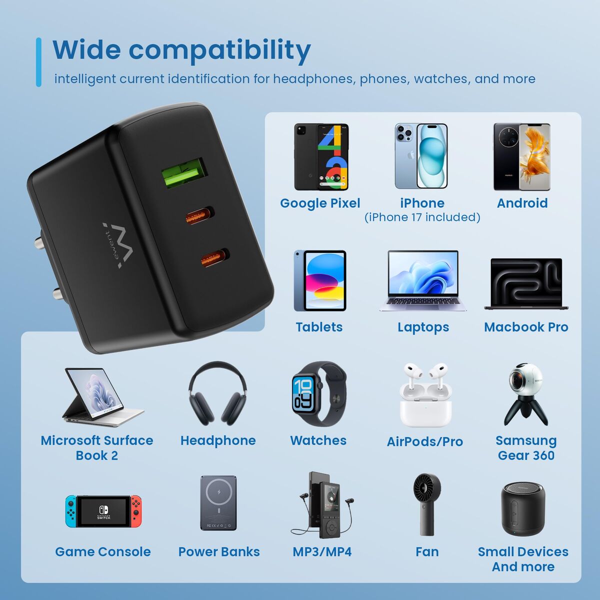 Wall Charger Ewent EW1331 Black 65 W